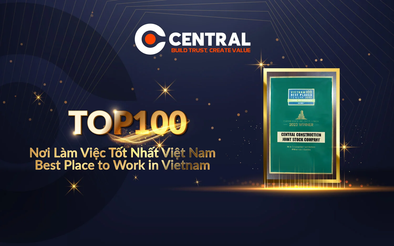 CENTRAL CONTINUES TO BE HONORED IN TOP 100 BEST PLACES TO WORK IN VIETNAM