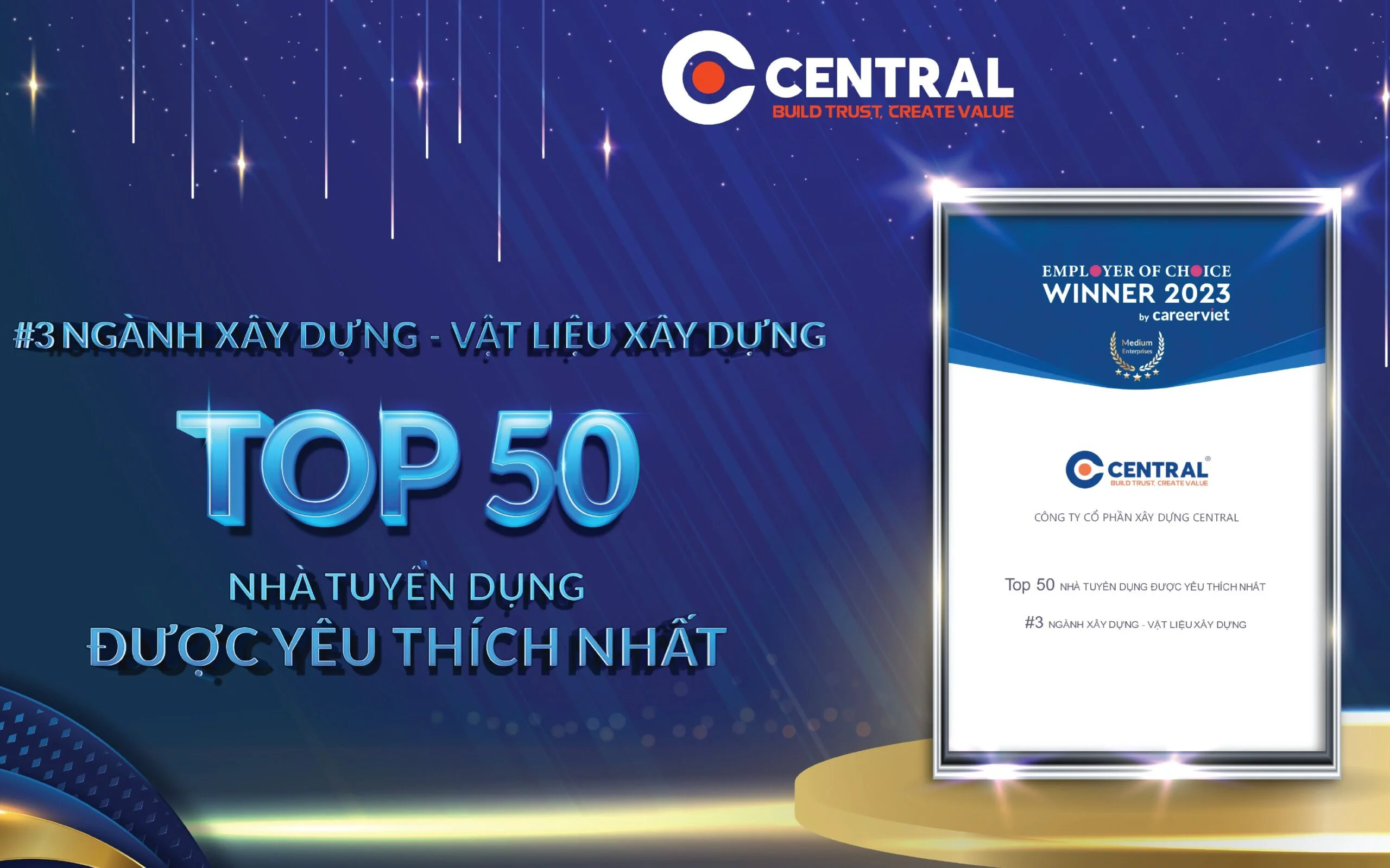CENTRAL RANKED IN THE TOP 3 MOST FAVORITE EMPLOYERS IN THE CONSTRUCTION INDUSTRY